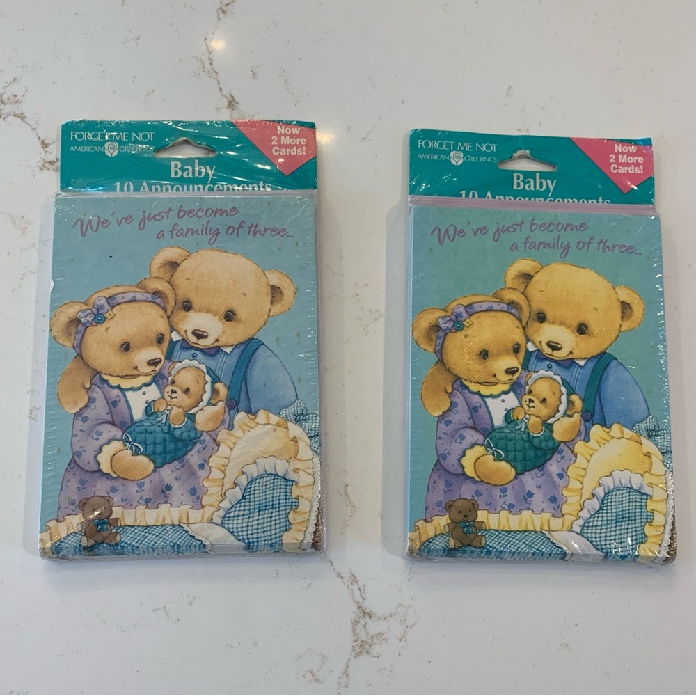 Vintage “We’ve” Just Become a Family Of Three” Cards 2 Packs w/ 1 Bonus included